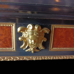 Napoleon III console / game table, marquetry, veneer, bronze, 19th c