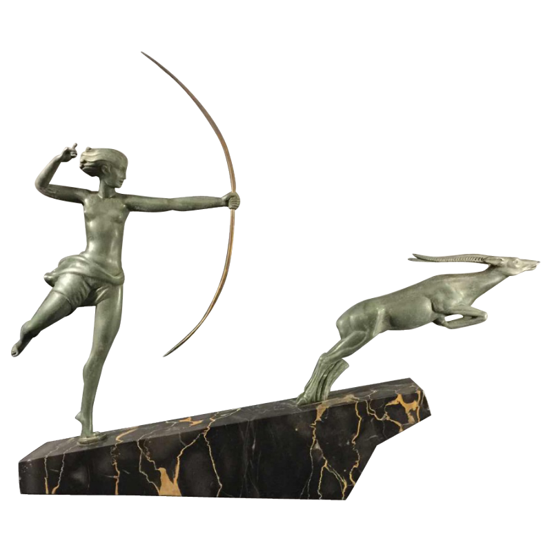 DEMARCO - Max Le Verrier " Diane Chasseresse ", sculpture femme Art Déco, 1935