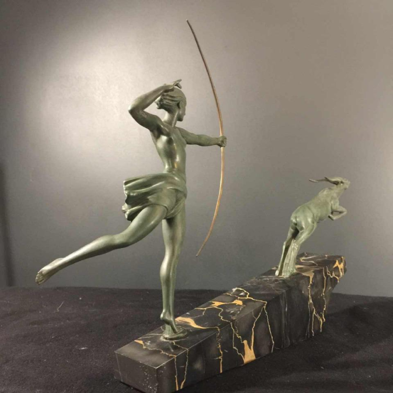 DEMARCO - Max Le Verrier "Diane Chasseresse", Art Deco woman sculpture, 1935