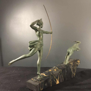 DEMARCO - Max Le Verrier " Diane Chasseresse ", sculpture femme Art Déco, 1935