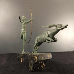 DEMARCO - Max Le Verrier "Diane Chasseresse", Art Deco vrouwensculptuur, 1935