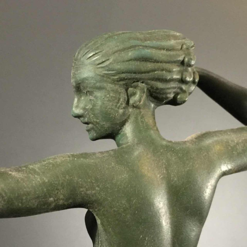 DEMARCO - Max Le Verrier "Diane Chasseresse", Art Deco woman sculpture, 1935