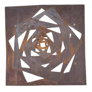 Bob van der Auwera, cortenstaal abstracte wandsculptuur