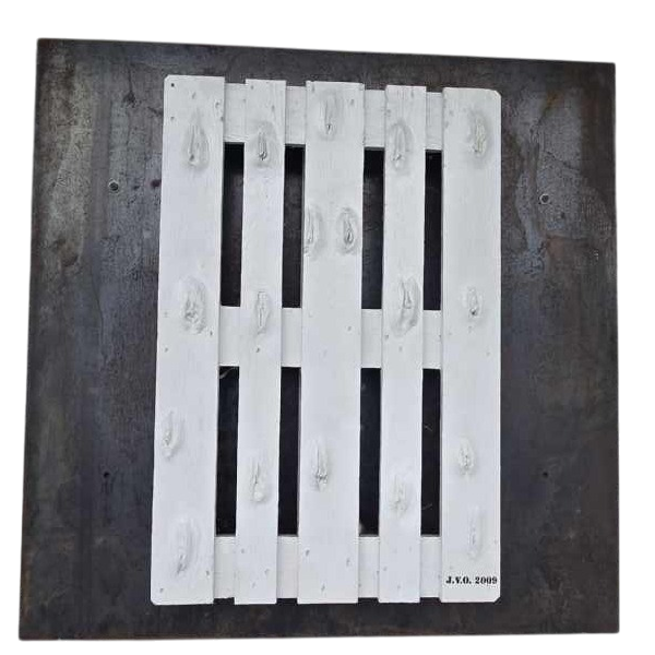 Jacques Van Overstraeten “Les noeuds“ huile sur bois monté sur acier corten, XXIe s