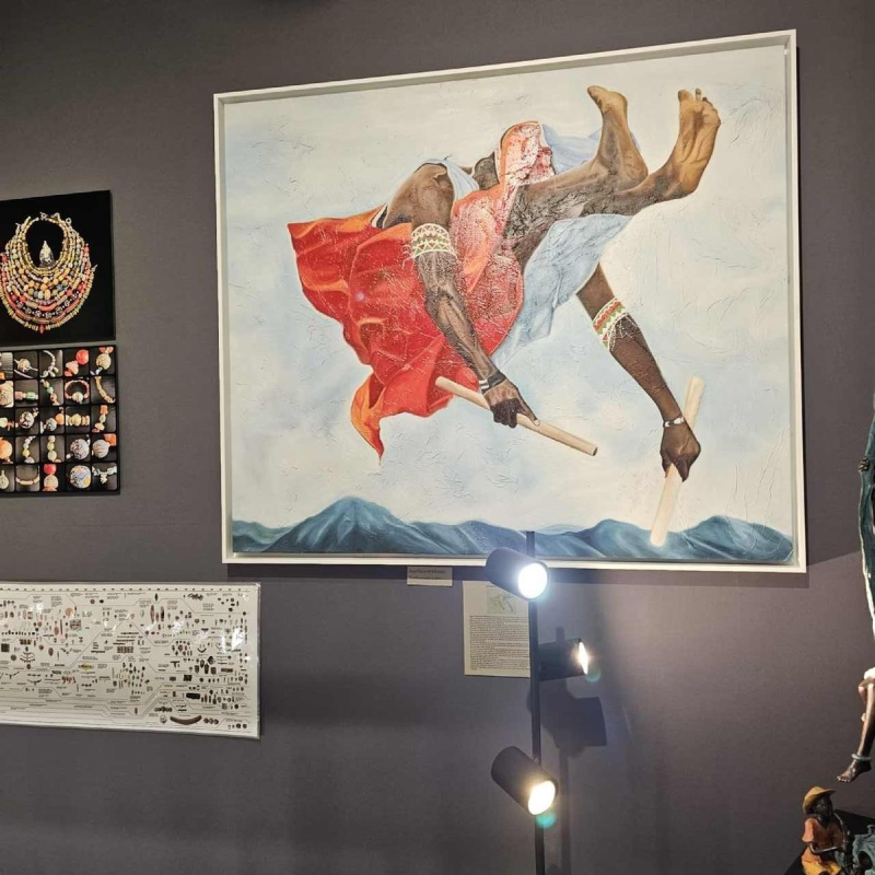 Jean-Christ NINTWARI - drummer uit Burundi - schilderij olieverf op doek, 21e eeuw