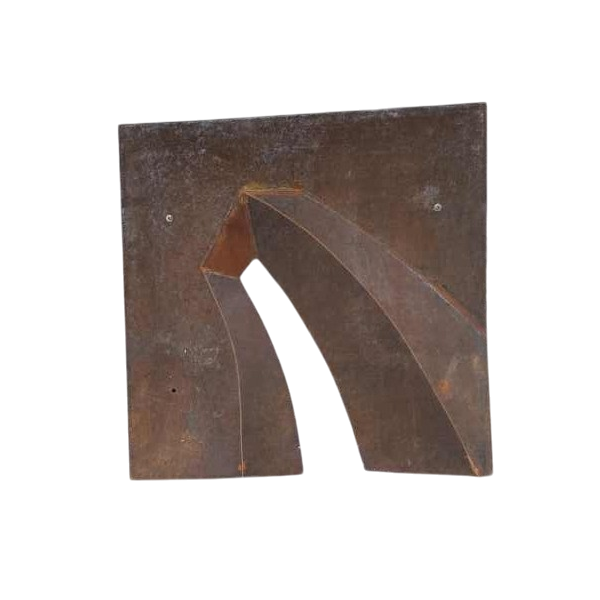 Véronique Roland “Pas-sage” abstracte wandsculptuur in cortenstaal, 21e eeuw