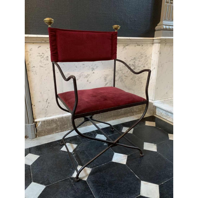 Suite van 4 Italiaanse SAVONAROLA Stoelen / Fauteuils, Smeedijzeren, 1940s