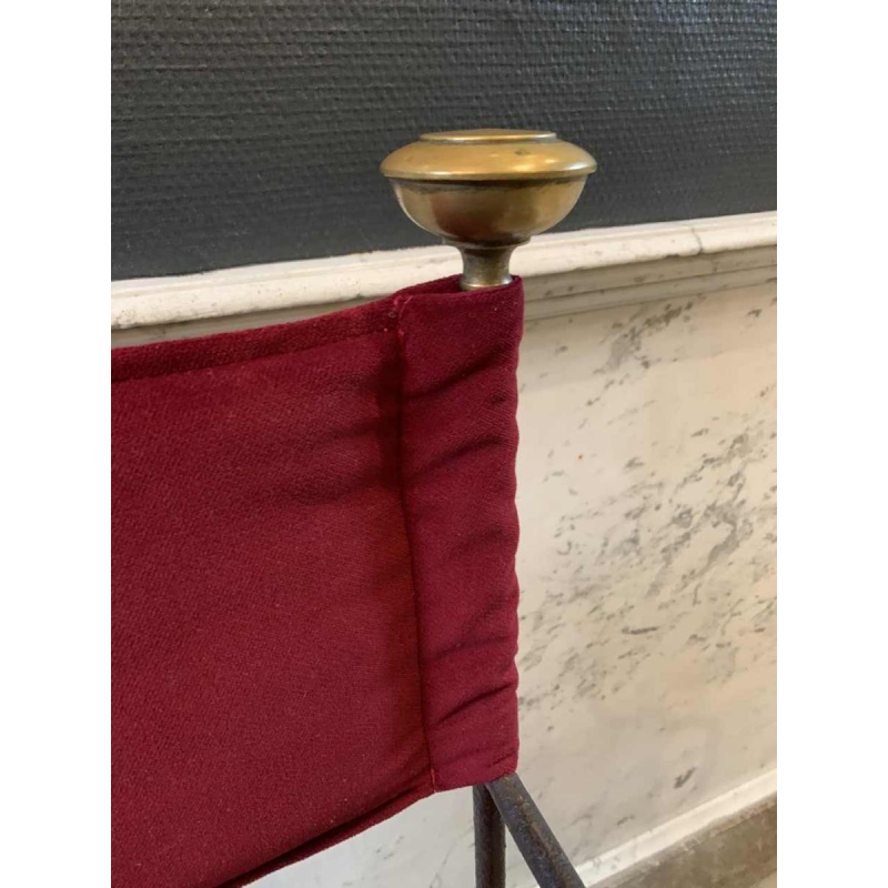 Suite de 4 Chaises / Fauteuils Italiens Curule SAVONAROLA Fer Forgé Laiton 1940s