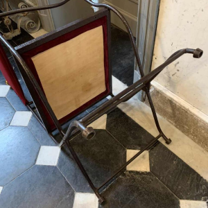 Suite de 4 Chaises / Fauteuils Italiens Curule SAVONAROLA Fer Forgé Laiton 1940s