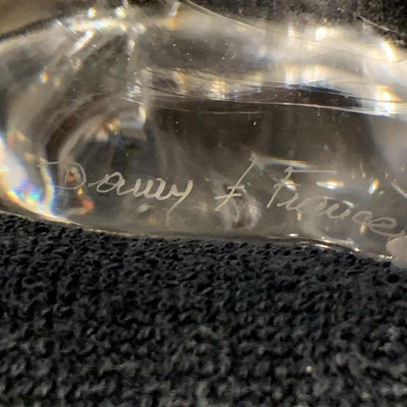 DAUM France " Verseau" Pair of Candlesticks / Candelabras Brutalist Crystal 1950