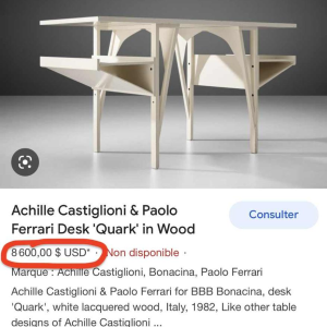 Achille Castiglioni & Paolo Ferrari / BBB Bonachina Italia, Desk Quark, 1982