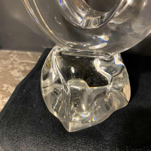 DAUM France " Verseau" Pair of Candlesticks / Candelabras Brutalist Crystal 1950