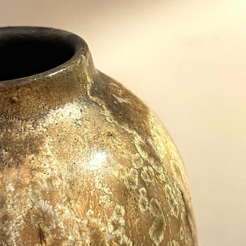 ROGER GUERIN, brown Art Nouveau 'colocynth' vase with three handles, large-fired salted stoneware, Bouffioulx ca 1920