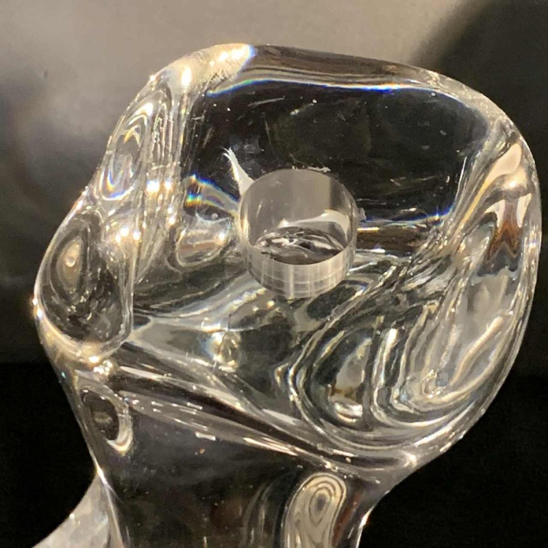 DAUM France "Verseau" Paire de Chandeliers / Bougeoirs, Cristal Brutaliste, 1950