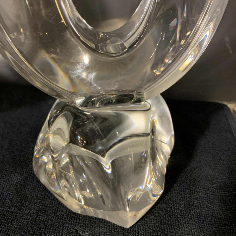 DAUM France " Verseau" Pair of Candlesticks / Candelabras Brutalist Crystal 1950