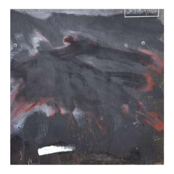 Véronique Gérard ‘Imagine your future’ Abstract painting, oil on corten steel, 21st c