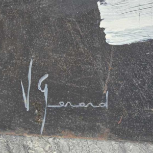 Véronique Gérard “Imagine your future” Abstract schilderij, olieverf op cortenstaal, 21e eeuw