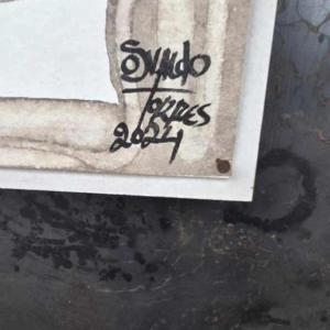 Osvaldo Torres “Primitive BD No.2“ peinture sur papier marouflé sur corten, 2024