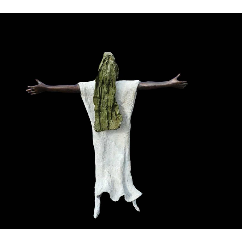 Adama Gandema "Femme au foulard" sculpture en bronze, Burkina Faso