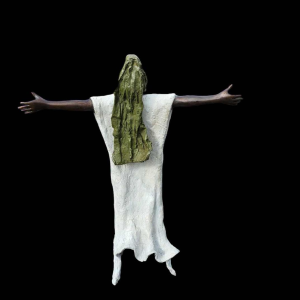 Adama Gandema "Woman with scarf" bronze sculpture, Burkina Faso