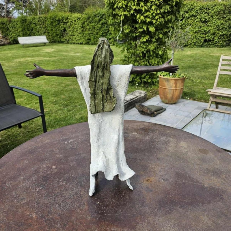 Adama Gandema "Woman with scarf" bronze sculpture, Burkina Faso