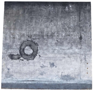 Christine Nicaise, olieverf op abstract doek gemonteerd op cortenstaal, 21e eeuw