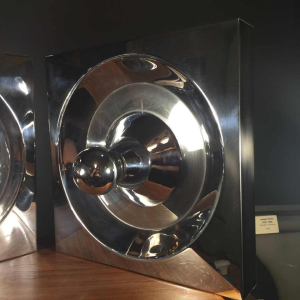 Klaus Hempel, Kaiser Leuchten, paar stalen wandlampen "Optic Art", 1970