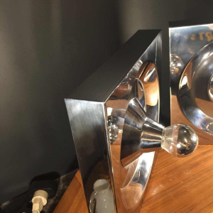 Klaus Hempel, Kaiser Leuchten, pair of "Optic Art" steel wall lights, 1970