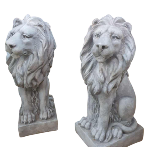 Pair of concrete ‘Lion’ sculptures, 20th century