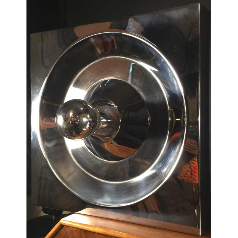 Klaus Hempel, Kaiser Leuchten, paar stalen wandlampen "Optic Art", 1970