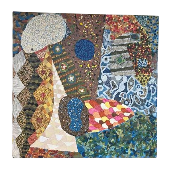 Madior “Cosmic landscape” oil on canvas mounted on corten steel, 21st century