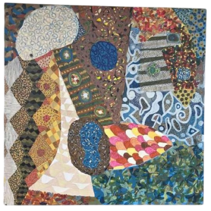 Madior “Cosmic landscape” oil on canvas mounted on corten steel, 21st century