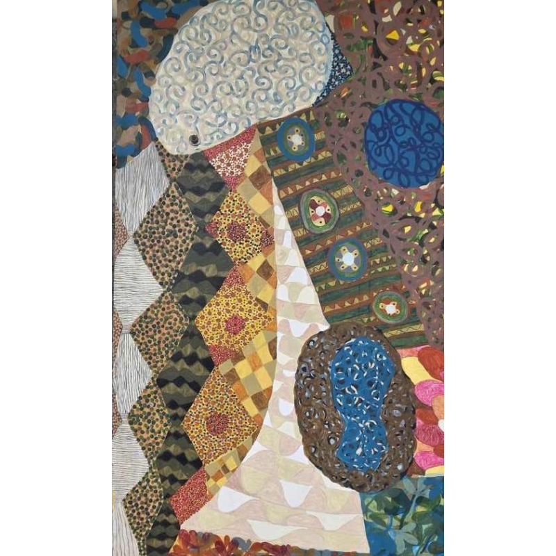 Madior 'Paysage cosmique' huile sur toile marouflée sur acier corten, XXIes