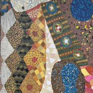 Madior ‘Kosmisch landschap’ olieverf op doek gemonteerd op cortenstaal, 21e eeuw