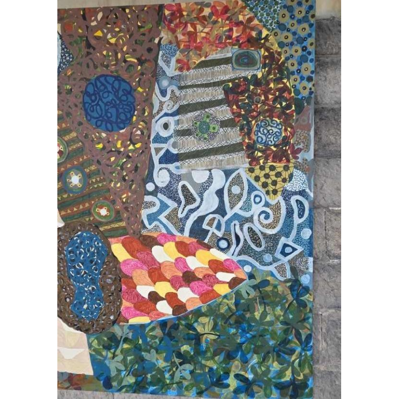 Madior 'Paysage cosmique' huile sur toile marouflée sur acier corten, XXIes