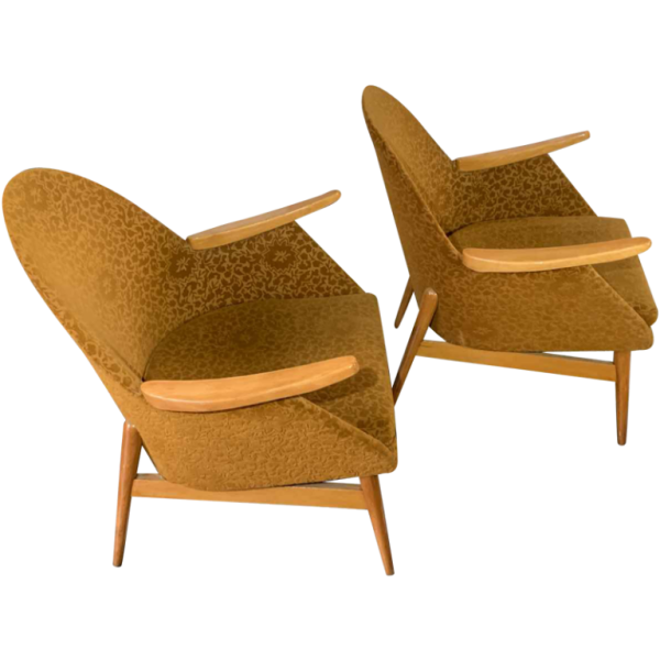 Pair of Vintage Armchairs, Perfect State, Czechoslovakia Design 1950s 1960s