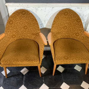 Pair of Vintage Armchairs, Perfect State, Czechoslovakia Design 1950s 1960s