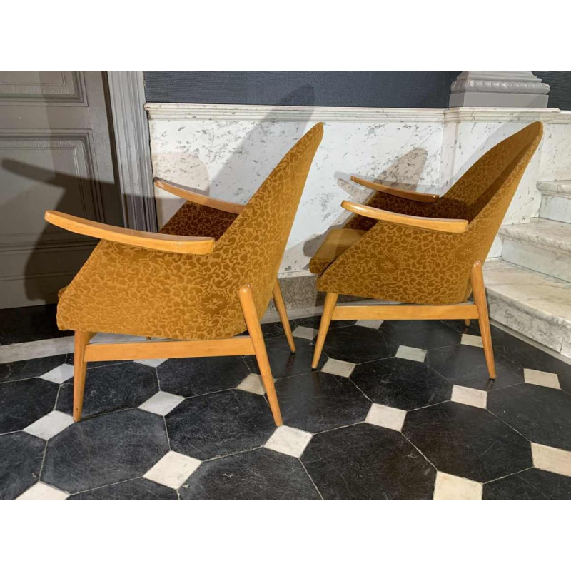 Paar Vintage Fauteuils, Goede Staat, Tsjecho-Slowakije Design 1950s 1960s