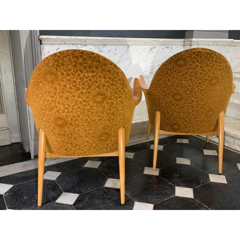 Paar Vintage Fauteuils, Goede Staat, Tsjecho-Slowakije Design 1950s 1960s