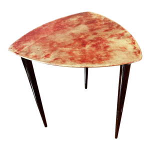 ALDO TURA, coffee/side table in red lacquered goatskin parchment, Italy ca 1950