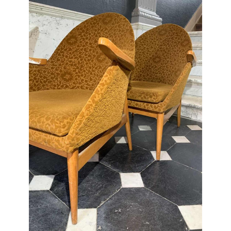 Pair of Vintage Armchairs, Perfect State, Czechoslovakia Design 1950s 1960s