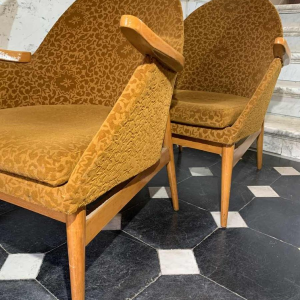 Pair of Vintage Armchairs, Perfect State, Czechoslovakia Design 1950s 1960s