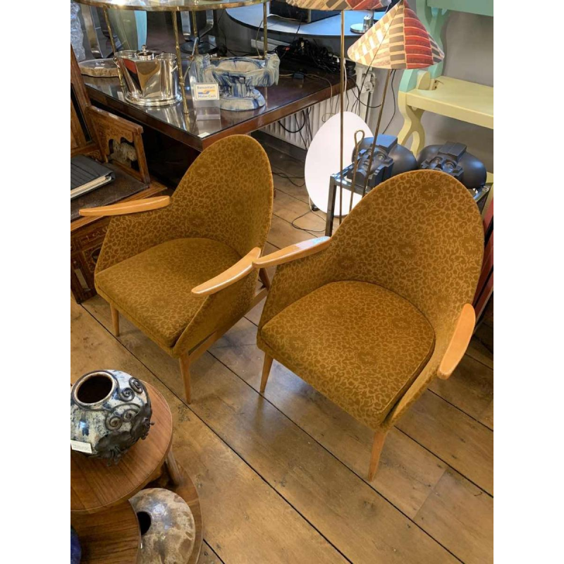 Pair of Vintage Armchairs, Perfect State, Czechoslovakia Design 1950s 1960s