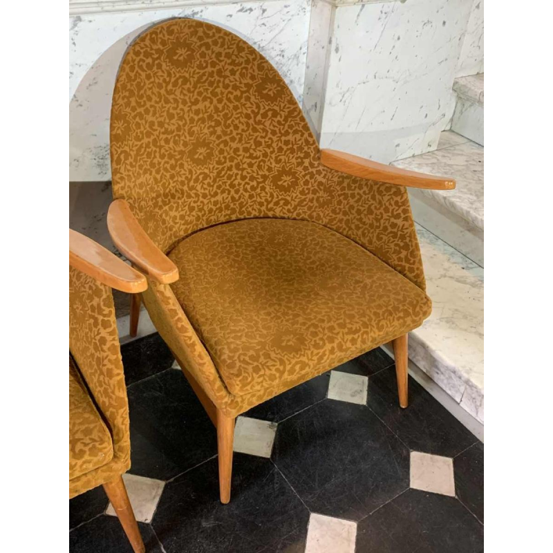 Pair of Vintage Armchairs, Perfect State, Czechoslovakia Design 1950s 1960s