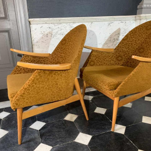 Paar Vintage Fauteuils, Goede Staat, Tsjecho-Slowakije Design 1950s 1960s