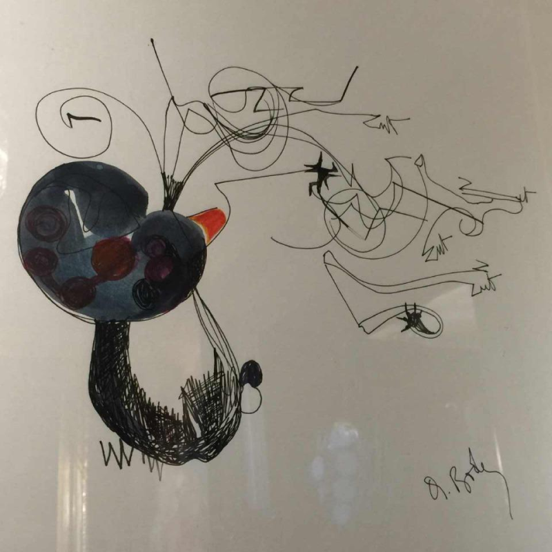 Anne Body "The Zut", tekening gouache op papier, origineel inlijsten, circa 1965