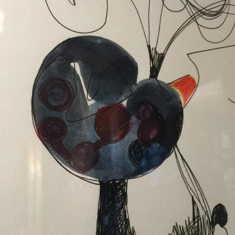 Anne Body "The Zut", drawing gouache on paper, original framing, 1965