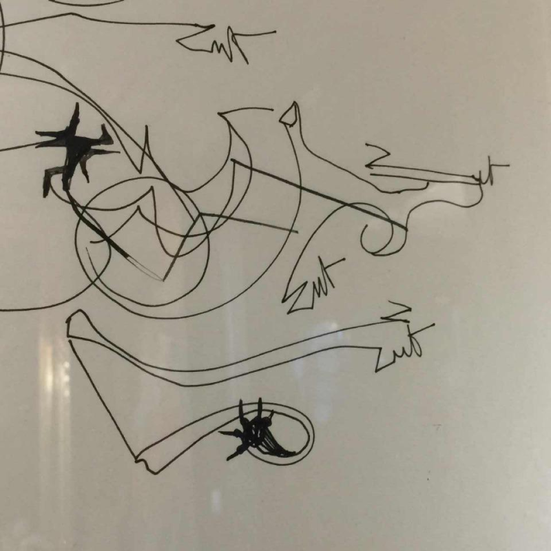 Anne Body " Le Zut ", dessin gouache sur papier, encadrement d'époque circa 1965