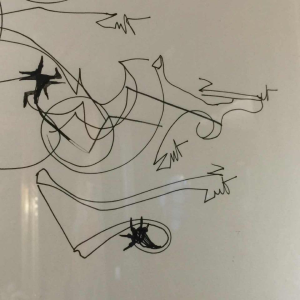 Anne Body "The Zut", tekening gouache op papier, origineel inlijsten, circa 1965