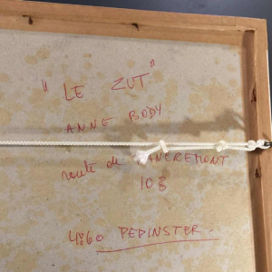 Anne Body " Le Zut ", dessin gouache sur papier, encadrement d'époque circa 1965